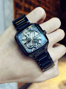 นาฬิกาข้อมือชาย 2024 แบบใหม่ นาฬิกาควอตซ์อัตโนมัติแบบมีโครง นาฬิกาข้อมือทหารพิเศษทรงสี่เหลี่ยม ดีไซน์ไฮเอนด์