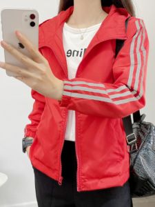 plus Size Casual Thin Short Jacket Womens Fashionable Versatile Autumn Spring Outerwear Polyester Fiber Zipper Closure Hooded