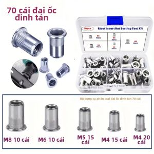 Bộ Dụng Cụ Ốc Vít Nhôm Đa Năng 70 Món/205 Món Đầu Ren Phẳng Khía Dùng Cho Các Dự Án Chế Tạo Kim Loại Tự Làm