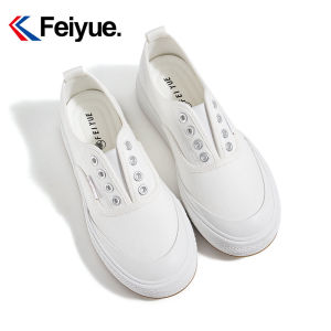 Soft Bottom Slip-On Canvas Shoes Womens Fashionable Versatile Spring Summer New Style Feiyue White Sneakers round Toe Rubber Sole