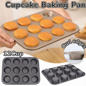 Muffin Pan Cupcake Tray Twelve Cup Carbon Steel Nonstick Easy Clean Oven Safe Home Baking