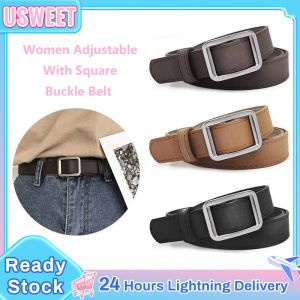 Women Belt Adjustable With Square Buckle Belt Simple Wild Korean Fashion Belt Women Ladys Metal Buckle Waist Belt Korean Fashion Women Belts Leather Metal Buckle