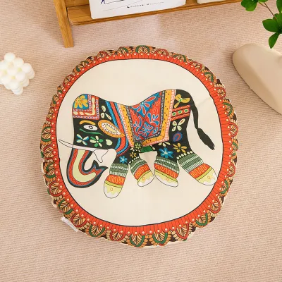 Thickened round Chair Pad Office Tatami Floor Cushion Window Seat Mat Retro National Style Zafu Pad Home Car Hotel Use