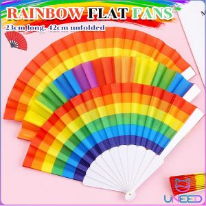 Need 7 inch childrens craft folding fan rainbow flat fan kindergarten cloth dance small fan cold fan