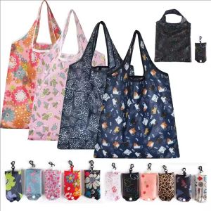 Reusable Foldable Grocery Shopping Bag / Fashion Printing Eco-Friendly Bag / Portable Travel Storage Tote Pouch