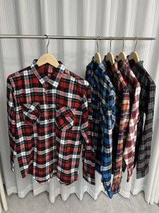 Fashion Order! Brushed Cotton! Autumn Men Export American Retro Yarn-Dyed Gingham Casual Long Sleeves Shirt Fashion