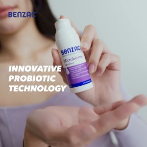 Benzac Microbiome Equaliser 50g – Daily Moisturizer with Probiotic Technology | Soothes & Replenishes Acne-Prone Skin | Pore Reduction & pH Balance | Hydrating & Skin Barrier Repair\\n\\n Understanding the Product\\n\\nBenzac Microbiome Equaliser 50g is a daily rebalancing moisturizer specifically designed for acne-prone skin. Formulated with probiotic technology, this product helps clear, soothe, and improve perceived redness of breakout-prone skin while preserving and balancing the skin's natural pH to maintain a healthy microbiome.\\n\\n Key Features\\n\\n- Probiotic technology\\n- Daily moisturizer\\n- Acne-prone skin care\\n- Hydrating and skin barrier repair\\n- Pore reduction and pH balance\\n\\n Ingredients Explained\\n\\nBenzac Microbiome Equaliser contains probiotic ingredients that work to maintain a healthy microbiome, which is essential for skin health. These ingredients help to balance the skin's natural pH levels, reducing inflammation and promoting healthy skin. Additionally, this product includes hydrating and soothing ingredients that help to nourish and protect the skin barrier.\\n\\n Benefits of Probiotic Technology\\n\\nProbiotic technology has been shown to have numerous benefits for skin health. By maintaining a healthy microbiome, probiotics can help to reduce inflammation, improve skin barrier function, and promote overall skin health. Additionally, probiotics can help to balance the skin's natural pH levels, which can help to prevent breakouts and other skin issues.\\n\\n How to Use Benzac Microbiome Equaliser\\n\\nUsing Benzac Microbiome Equaliser is simple and straightforward. Follow these steps for best results:\\n\\n Step-by-Step Application\\n\\n1. Cleanse your skin thoroughly before applying Benzac Microbiome Equaliser.\\n2. Apply a small amount of the moisturizer to your face and neck, using gentle circular motions.\\n3. Allow the moisturizer to absorb fully before applying any other products.\\n\\n Frequency of Use\\n\\nUse Benzac Microbiome Equaliser twice daily, once in the morning and once at night. Consistent use will help to maintain a healthy microbiome and promote overall skin health.\\n\\n Complementary Products\\n\\nFor best results, consider using Benzac Microbiome Equaliser alongside other acne-prone skin care products, such as benzoyl peroxide cleansers and toners. These products can help to further reduce inflammation and prevent breakouts.\\n\\n Skin Care Routine Incorporating Benzac Microbiome Equaliser\\n\\nIncorporating Benzac Microbiome Equaliser into your daily skin care routine is easy and effective. Follow these steps for optimal results:\\n\\n Morning Routine\\n\\n1. Cleanse your skin thoroughly with a gentle cleanser.\\n2. Apply Benzac Microbiome Equaliser to your face and neck.\\n3. Apply sunscreen and makeup as desired.\\n\\n Evening Routine\\n\\n1. Remove makeup and cleanse your skin thoroughly.\\n2. Apply Benzac Microbiome Equaliser to your face and neck.\\n3. Allow the moisturizer to absorb fully before going to bed.\\n\\n Additional Tips for Optimal Results\\n\\n- Be consistent with your skin care routine.\\n- Avoid touching your face unnecessarily.\\n- Stay hydrated by drinking plenty of water.\\n- Eat a healthy diet rich in fruits and vegetables.\\n\\n FAQs and Troubleshooting\\n\\n Common Questions\\n\\n**Q: Can I use Benzac Microbiome Equaliser if I have sensitive skin?**\\n\\nA: Yes, Benzac Microbiome Equaliser is suitable for sensitive skin. However, if you experience any irritation or discomfort, discontinue use and consult a dermatologist.\\n\\n**Q: Can I use Benzac Microbiome Equaliser alongside other acne treatments?**\\n\\nA: Yes, Benzac Microbiome Equaliser can be used alongside other acne treatments. However, it is important to consult a dermatologist before combining multiple treatments.\\n\\n Addressing Concerns\\n\\nIf you experience any adverse reactions or concerns while using Benzac Microbiome Equaliser, discontinue use and consult a dermatologist.\\n\\n Seeking Professional Help\\n\\nIf you have persistent or severe acne, it is important to seek professional help from a dermatologist. They can provide personalized advice and treatment options tailored to your specific needs.\"