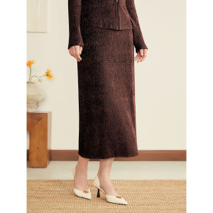 French Folded Velvet Midi Skirt
