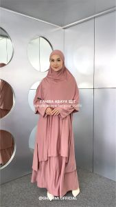 Ghanimi - Fahira Abaya Oneset 3in1 Tunik Rok Hijab/ Abaya Umroh Set Hijab  / Gamis Lebaran Syari / Abaya Set Muslimah