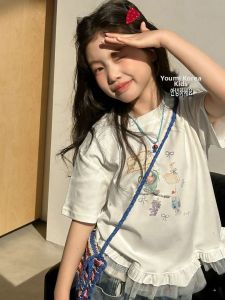 Cartoon Printed 3D Bow Lace T-Shirt