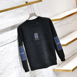 Áo Len Dệt Kim Thường Ngày Bằng Vải Nhung Thêu Chữ Ấm Áp Cho Nam Mùa Thu Đông Thời Trang Phong Cách Đường Phố Cổ Tròn Dài Tay