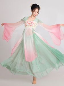 Chinese Dancing Dress Elegant Womens Chest Han Elements Fairy Han Tang Gauze Clothes Classical Dance Costume Suit Large Swing Skirt