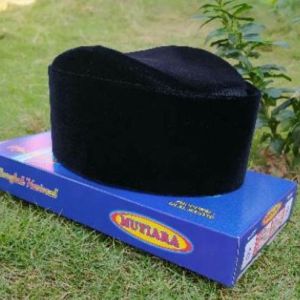 Songkok Susun Hitam Ac Bludru Halus Tinggi 9 cm Exlusive