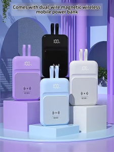 【3C Certification 】Magnetic 3C Powerbank 20000mAh Wireless Powerbank Fast Charging Powerbank Camping Built-in Cable Capacity USB Charging 22.5W Portable Mini PowerBank Type-C充电宝