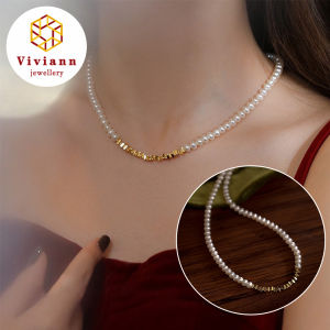 Viviann Original Design Pearl Necklace French Style Small Square Collar Chain Pearl Beads Pendant Necklace Female Choker Jewelry for Women Luxury Pearls Bead Necklaces for Women Vintage Pearl Trendy Womans Choker Gold Color Jewelry Necklaces Gift