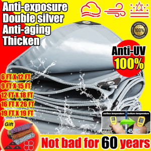 Durable for 60 years SHUANGYIN trapal waterproof makapal lona trapal 19FTx19FT Anti-aging tear resistant sunscreen waterproof on both sides with holes thickened Outdoor Canopies car Covers Rain sun cover laminated sack Camping Tarpaulin Multiple sizes