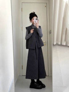 XUECAIQI | High-neck Base T-shirt Vests Wide-leg Pants Set