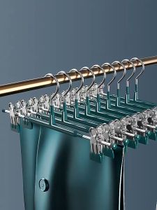 Pants Hangers with Anti-Slip Clips Skirt hangers with Clips Strong Clamping Force Hanger  Free Adjustable Clips Hanger