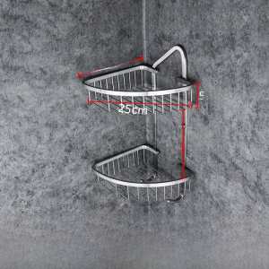 304 Stainless Steel Double-Layer Bathroom Corner Shelf Punch-Free Bathroom Shower Room Triangle Basket Storage Mesh Basket