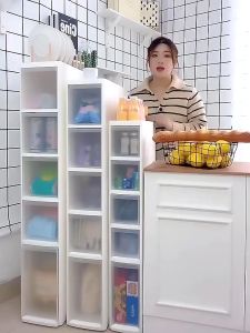 Drawer Storage Cabinet Shoe Box 18/25 CM Large Stackable Interlock Plastic Transparent Kitchen Shelf Storage Cabinet