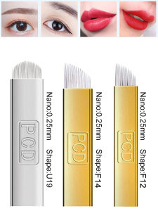 50/100pcs PCD Microblading Needles F12/F14/U19 Permanent Makeup Manual Eyebrow Tattoo Needle Microblading Blades Microblading