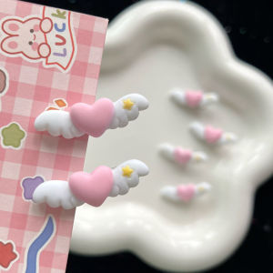 2pcs Angel Heart Wing Dog Hair Clip Small Puppy Hair Bow Barrette for Maltese Yorkie Grooming Birthday Photo Prop Accessory