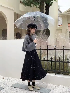 💥[A454] Áo khoác len Montoghi dệt kim CHOÀNG NGOÀI VẠT CROPTOP tay dài dễ phối đồ sang trọng - L2M