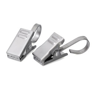 【On Sale】10Pcs ภาพถ่ายที่หนีบผ้าม่านหน้าต่างโลหะหนักที่แสดงที่หนีบมีขอแขวนผ้าม่านสีเงิน