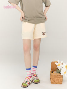 Gbiaior | Khaki Cute Bear Design High Waist Capri Pants for Women Sports Style