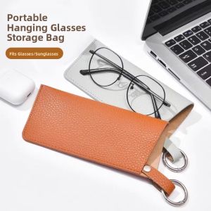 Portable PU Leather Sunglasses Storage Bag Key Chain Convenient Eyeglass Bag Sunscreen Goggles Case Leather Storage Organizer