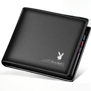 Playboy Mens Short Genuine Leather Wallet Thin Cowhide Money Clip College Students Fashion Brand Leather Clip Spring 2024