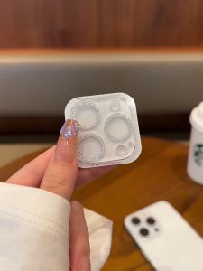 Sequins Glitter Diamond HD Full Cover Lens Protector For iPhone 16 15 14 Pro Max Plus 13 Pro Max 12 Mini 11 Bling Colorful Rainbow Clear Camera Film Lens Protection Anti-drop Lens Sticker Tempered Glass Screen Protector