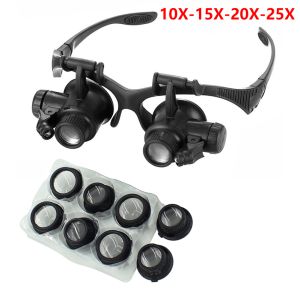 Alloet | 10X/15X/20X/25X LED Magnifier Glasses Magnifying Headband Eyewear for Reading Jewelers Watchmaker Repair Tools Magnifying Glass