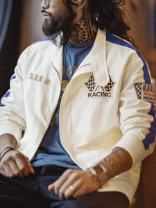 MADEN | Vintage Color-blocked Embroidered Racing Jacket Men