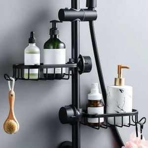 Shower Rack Bathroom Punch-Free Space Aluminum Shower Room Shower Rod Storage Rack Kitchen Faucet Drain Rack
