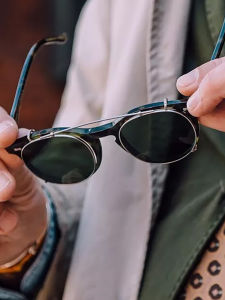 Madden Parka American Retro Depp round Frame Glasses Frame Handmade Dual-Use Polarized Sunglasses Detachable Men and Women