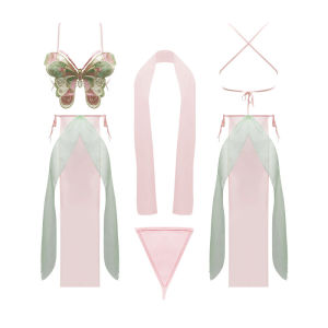 Romantic Butterfly Lace-up Intimate Lingerie Set
