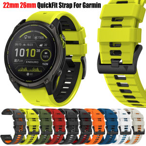 22 26MM Dual Color Silicone Strap For Garmin Enduro 3/Epix Gen2 Pro Watch Band Fenix 8 8Pro E 7 7X 6X 6 Pro 5X QuickFit Bracelet