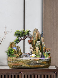 Modern Simplified Chinese Landscape Fountain Resin Decorative Water Feature for Living Room TV Cabinet Side Gift Decoration