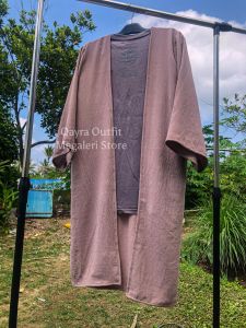 Cardigan Long Ukuran Oversize Bahan Crinckle