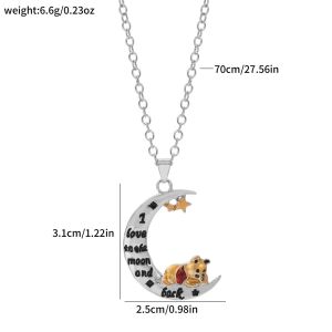 New Cute Winnie the Pooh Pendant Necklace Alloy Jewelry with Star and Moon Pendant European and American Style