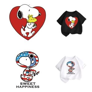 2pcs Snoopy Custom Patches Iron-on Transfers for Clothing Heat Transfer Vinyl Stripes Appliques DIY Sewing Decoration