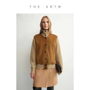 Leather and Wool Blend Retro Modern Short Jacket