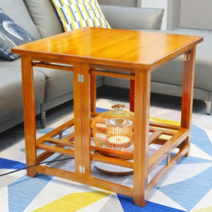 Square Foldable Bamboo Fire Table