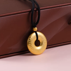 Chow Sang Sang 周生生 999.9 24K Pure Gold Cultural Blessings Prajna Heart Sutra Necklace for Men 70cm 90496Z Price-by-Weight 16.09g Gold