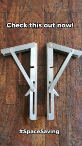 Stainless Steel or Black Folding Bracket Shelf Support for Space Saving Table Stand (2 Pieces)