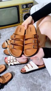 Sandal Selop Flip Flop Motif Triple Strap Gesper Vintage PVC Premium Import 2508-2