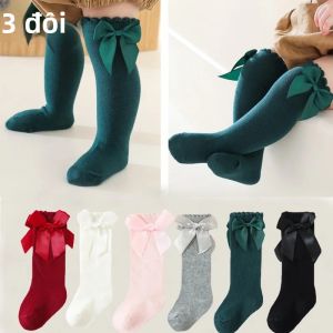 3 Đôi Tất Cao Đến Đầu Gối Kiểu Công Chúa Sang Trọng Cho Bé Gái Chất Liệu Mềm Mại Dài Màu Đơn Giản Dùng Hàng Ngày Tất Cho Trẻ Em