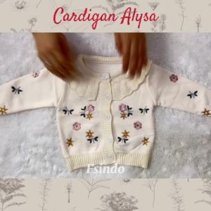 Cardigan Bayi/ Cardigan Anak Knit Lembut/ Jaket Sweater Anak Outer Baby Motif Renda CG1 Alysa LYME