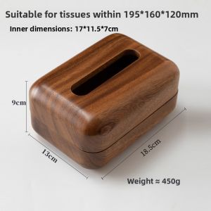 South American Walnut Wooden Tissue Box Living Room Office Desktop Solid Wood Drawer Style Storage Organizer Box